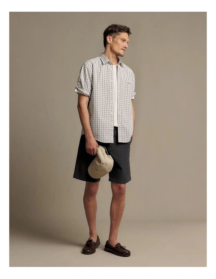 Winton Poplin Check Short Sleeve Shirt White