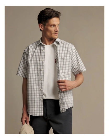 Winton Poplin Check Short Sleeve Shirt White