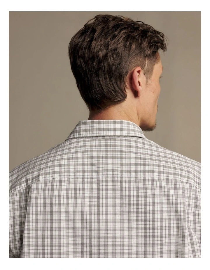 Winton Poplin Check Short Sleeve Shirt White