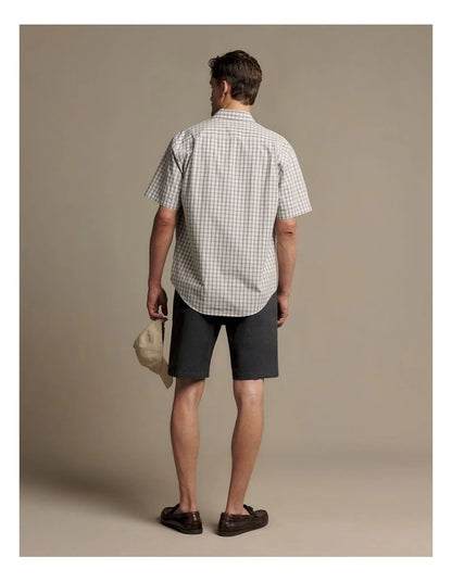 Winton Poplin Check Short Sleeve Shirt White