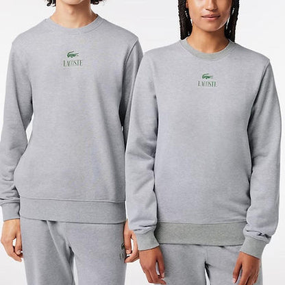 LACOSTE Unisex Signature Print Sweatshirt Grey