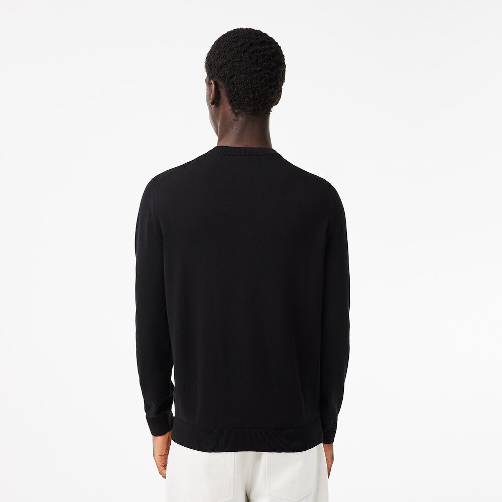 Men's V-neck Organic Cotton Sweater-Black