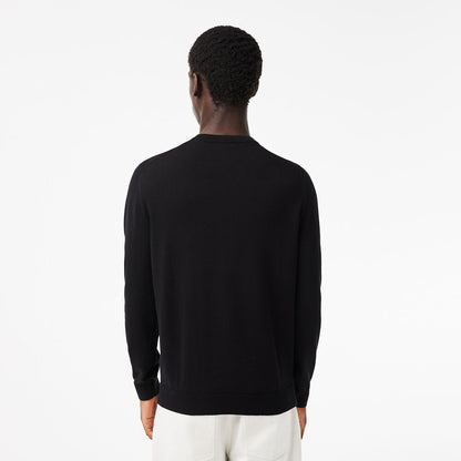 Men's V-neck Organic Cotton Sweater-Black