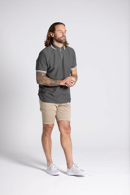 HEATH - ZIP POLO KHAKI