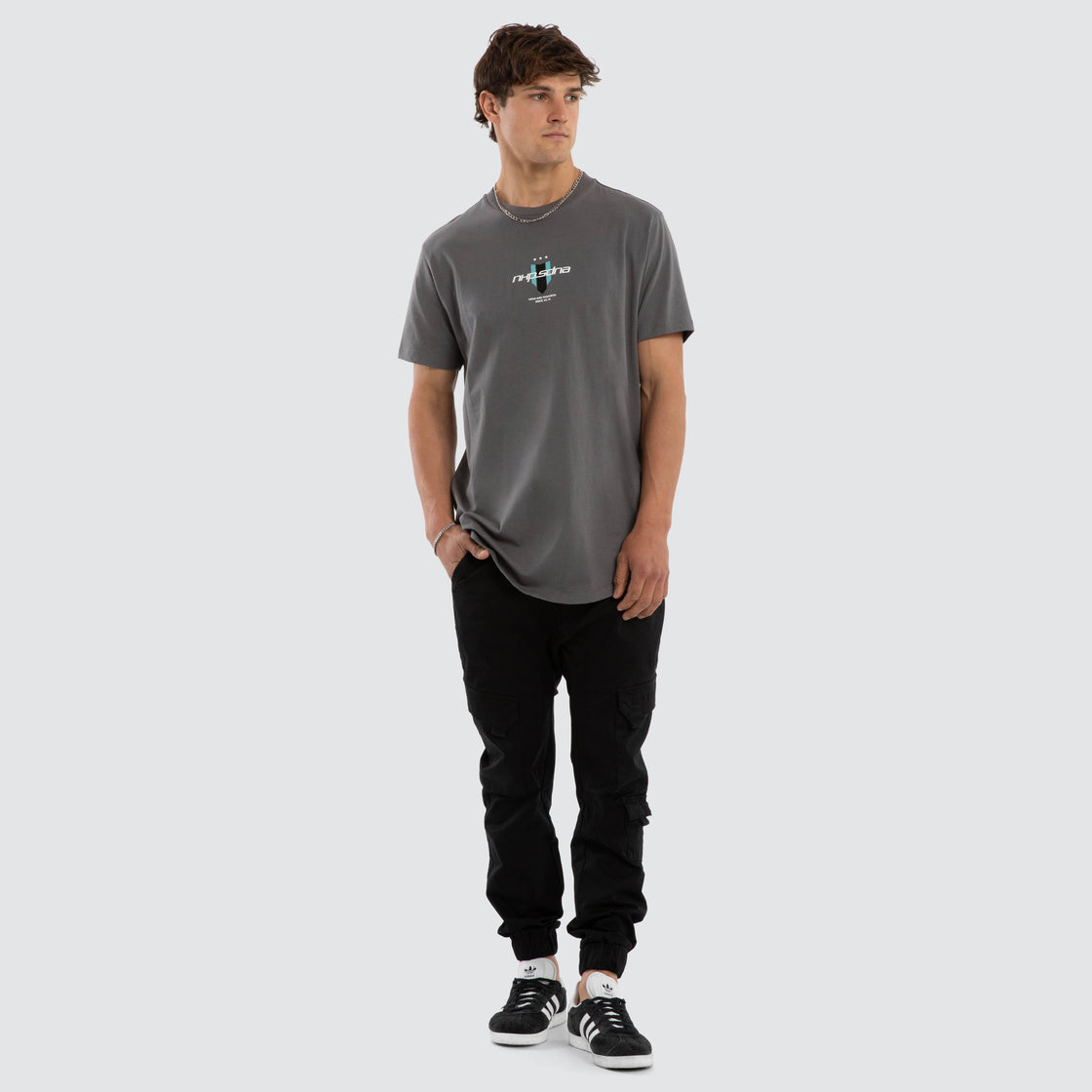 Central Dual Curved Tee Charcoal
