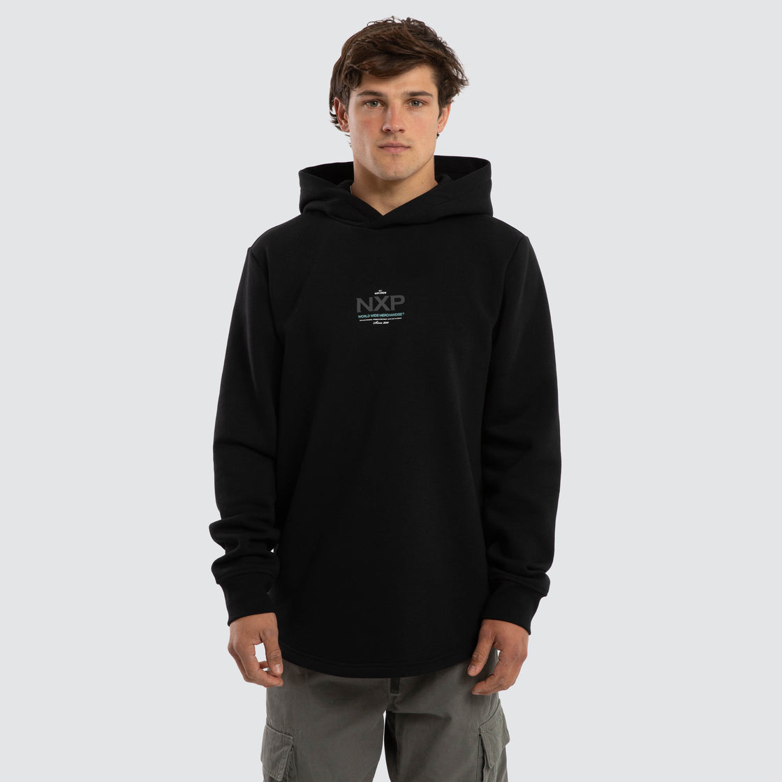 Peak Dual Curved Hoodie Jet Black