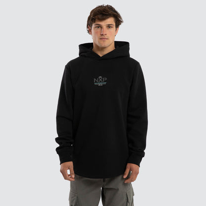 Peak Dual Curved Hoodie Jet Black