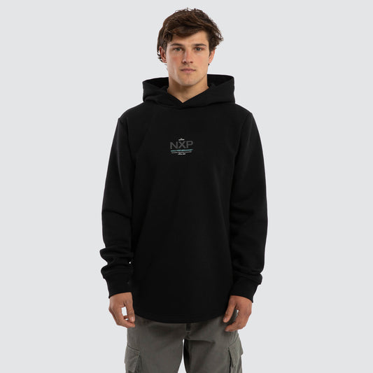 Peak Dual Curved Hoodie Jet Black