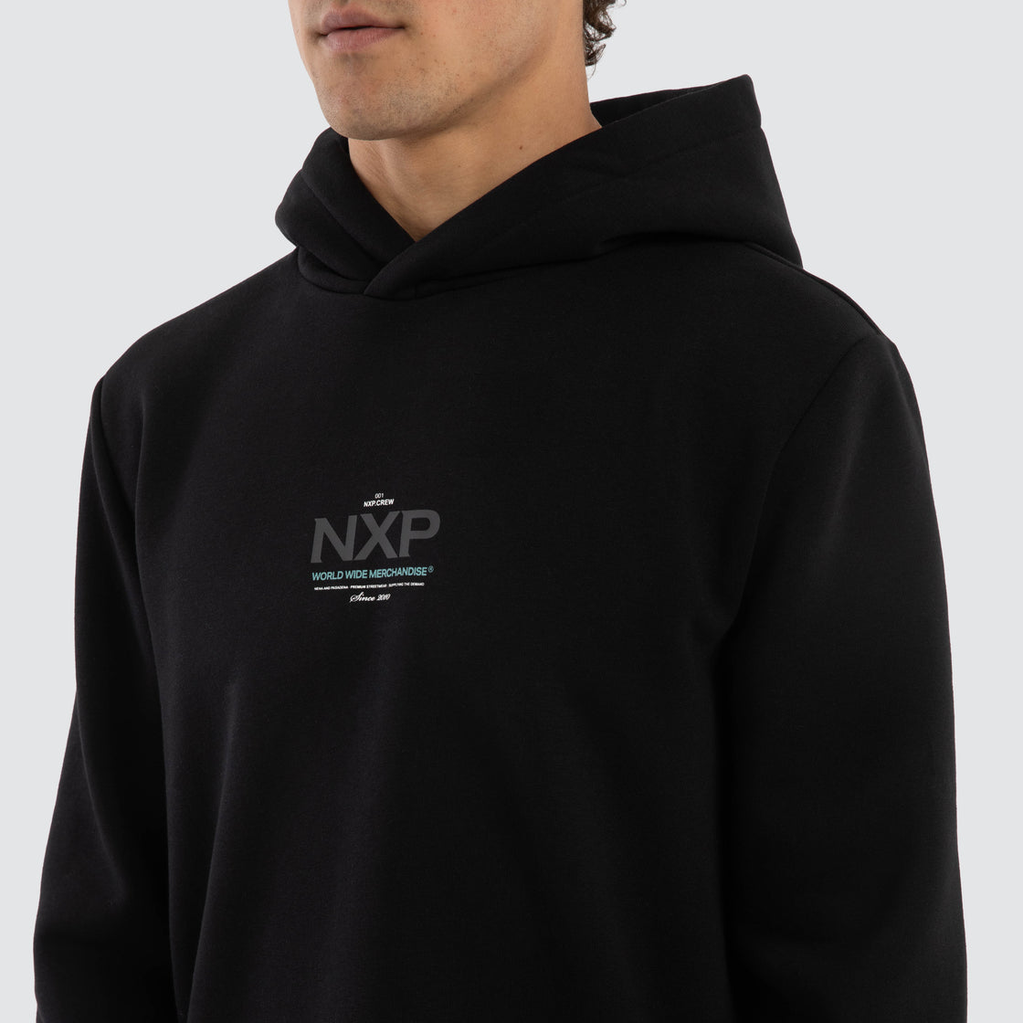 Peak Dual Curved Hoodie Jet Black