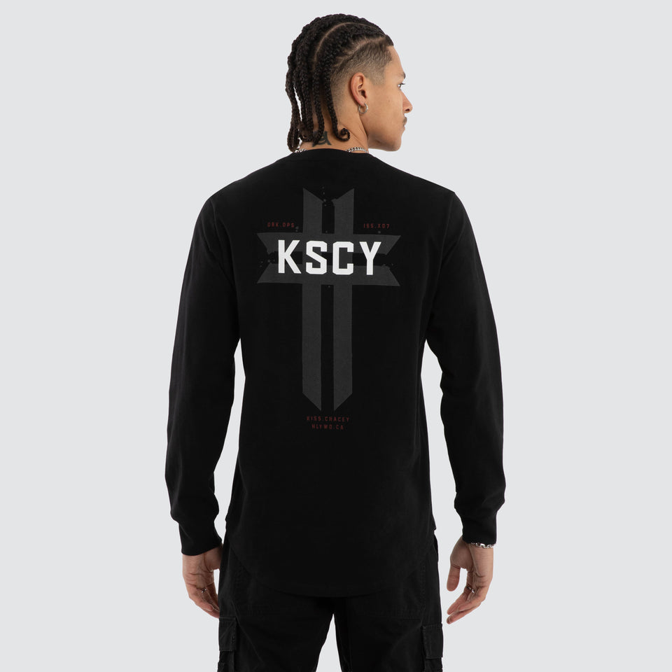 Mortal Cape Back Long Sleeve Tee Jet Black -KSCY