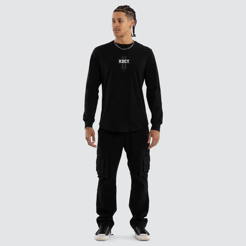 Mortal Cape Back Long Sleeve Tee Jet Black -KSCY
