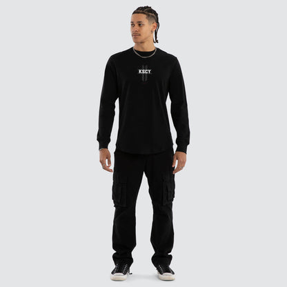 Mortal Cape Back Long Sleeve Tee Jet Black -KSCY