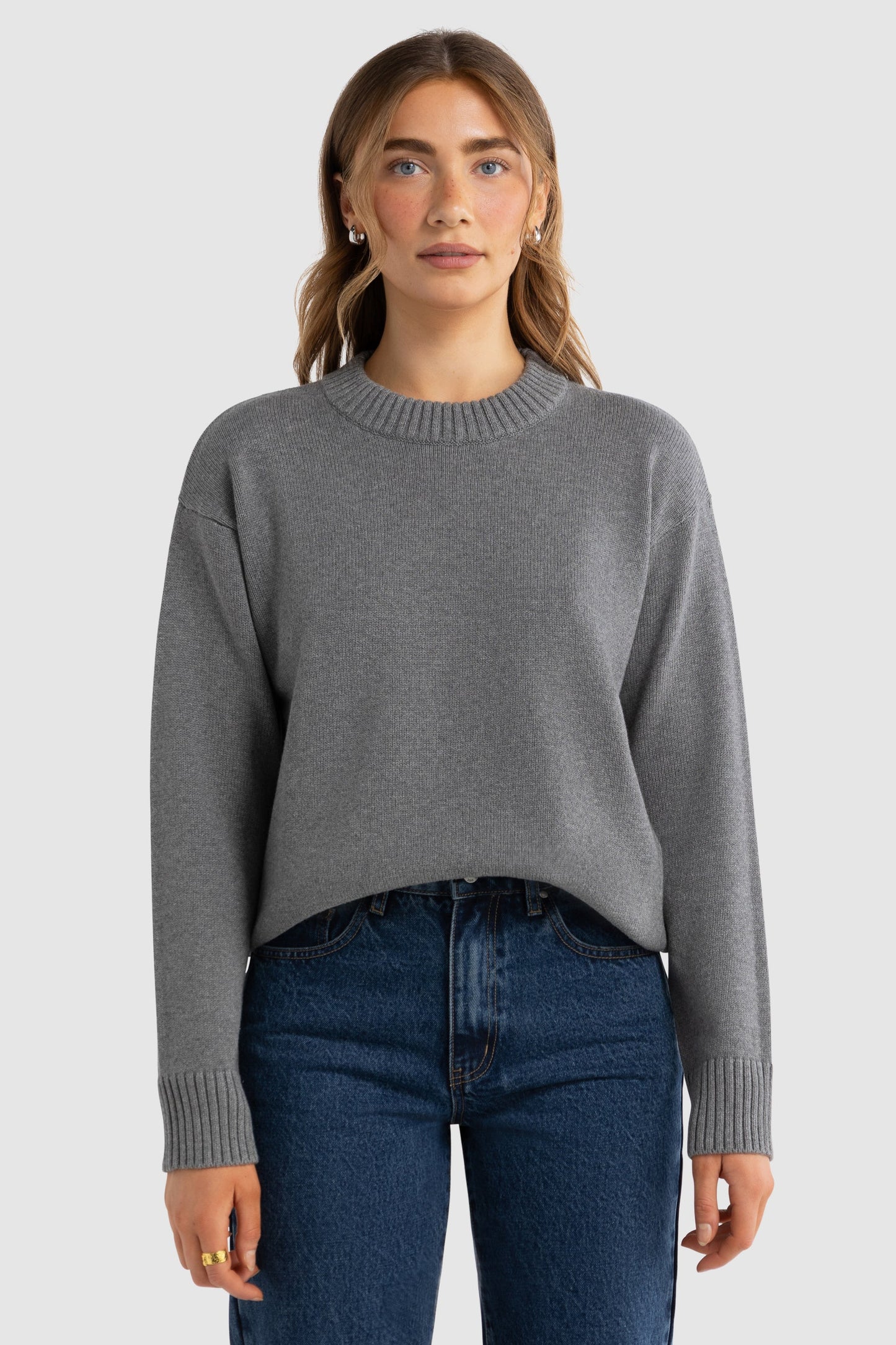 Astrid Knit Crew Charcoal Marle