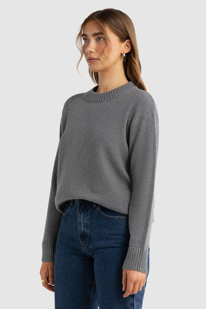 Astrid Knit Crew Charcoal Marle