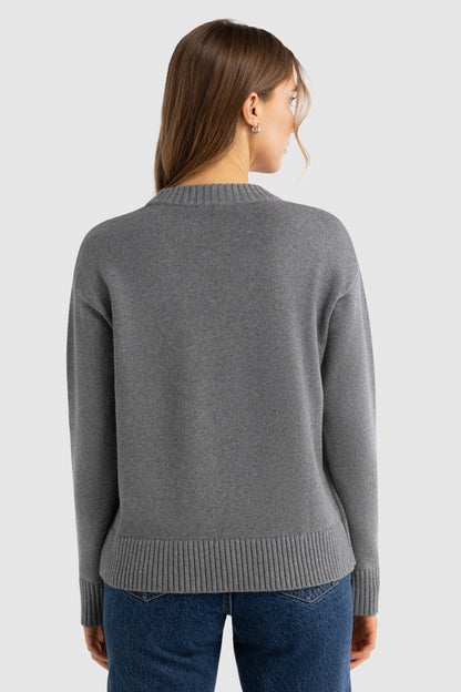 Astrid Knit Crew Charcoal Marle