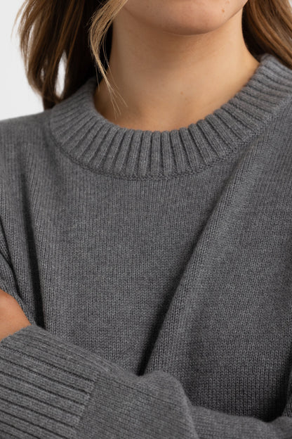 Astrid Knit Crew Charcoal Marle