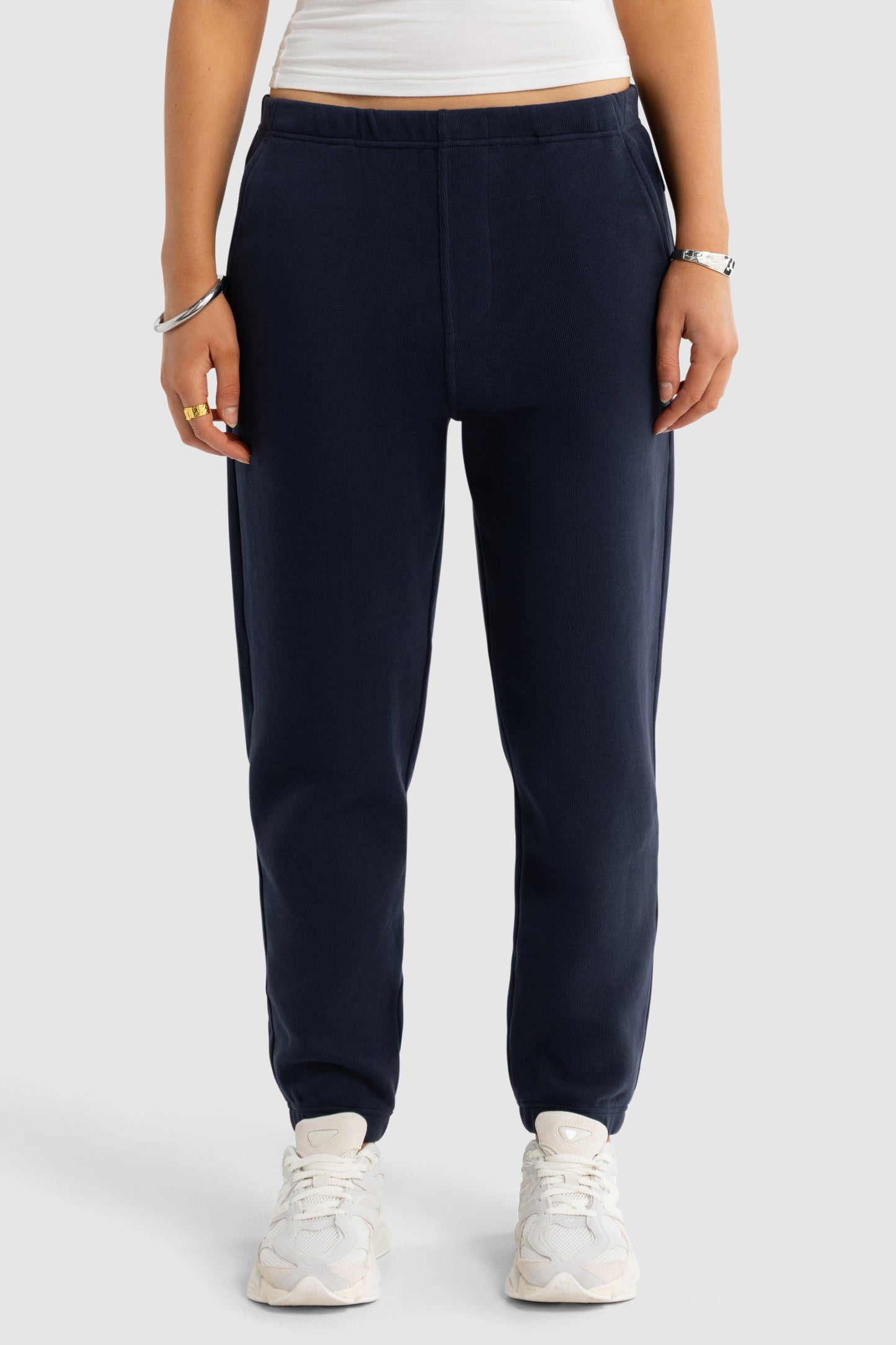 Ava Monogram Elastic Hem Pants Navy