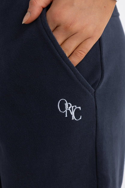 Ava Monogram Elastic Hem Pants Navy