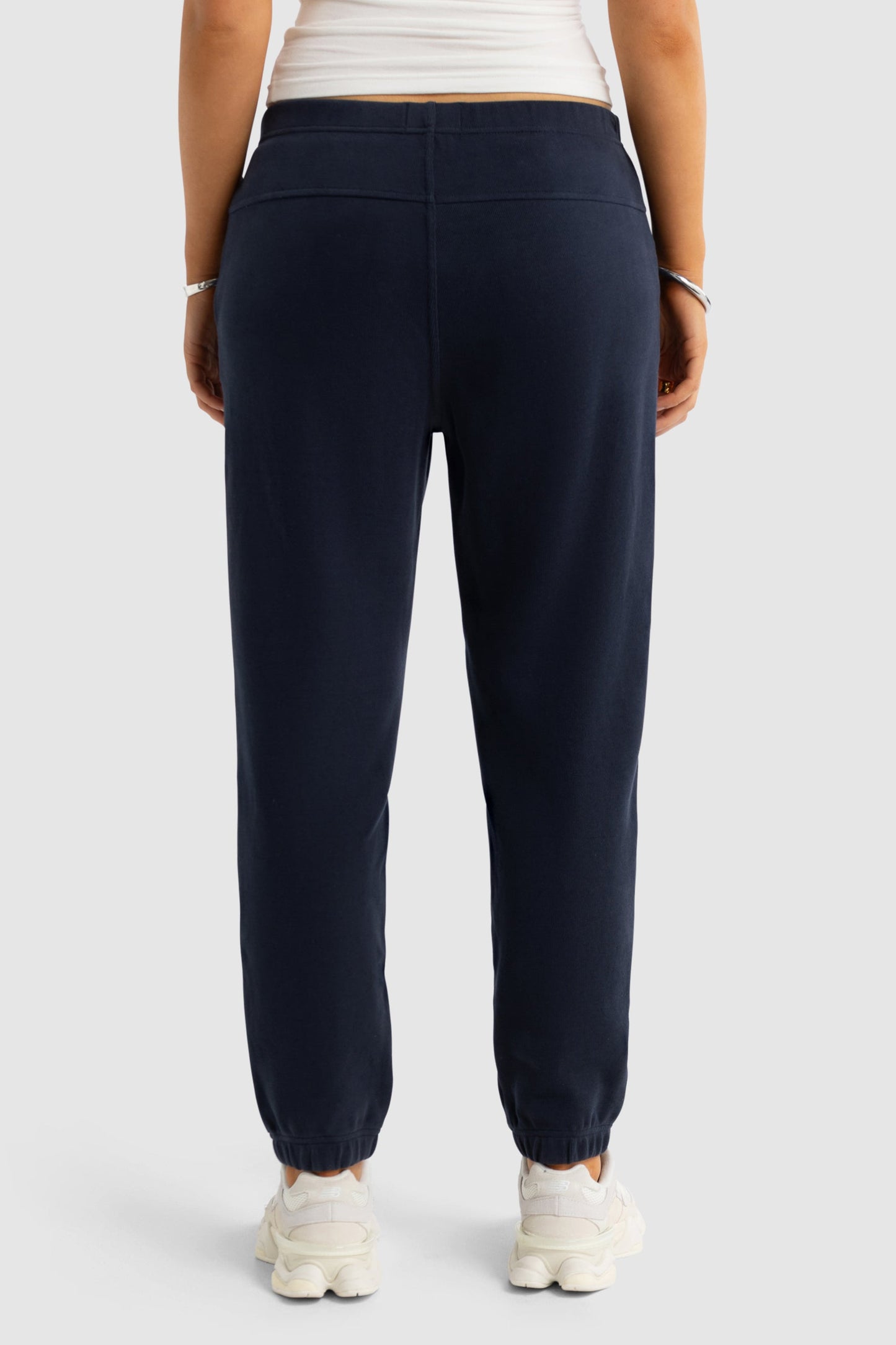 Ava Monogram Elastic Hem Pants Navy