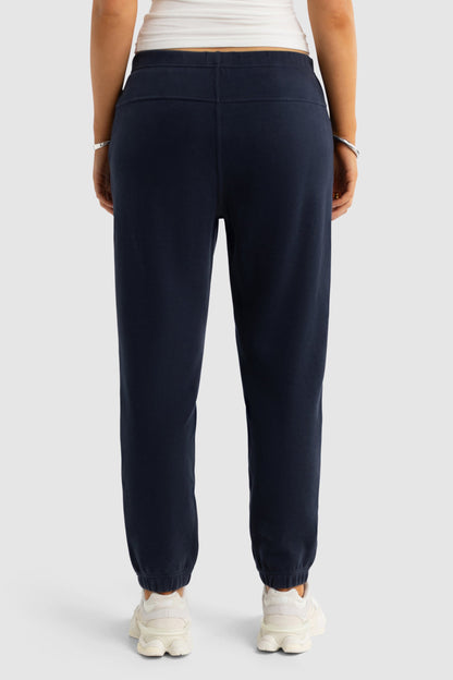 Ava Monogram Elastic Hem Pants Navy