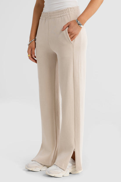 Ava Monogram Zip Hem Pant Bone