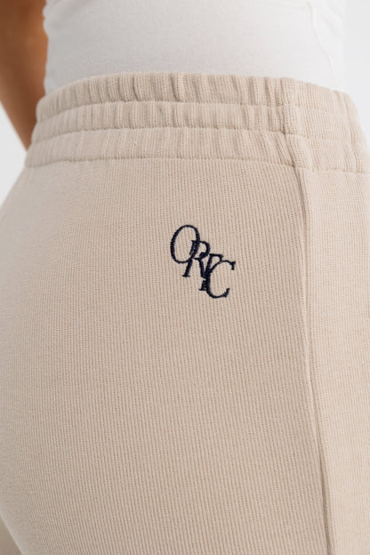 Ava Monogram Zip Hem Pant Bone