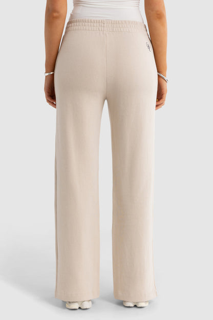 Ava Monogram Zip Hem Pant Bone