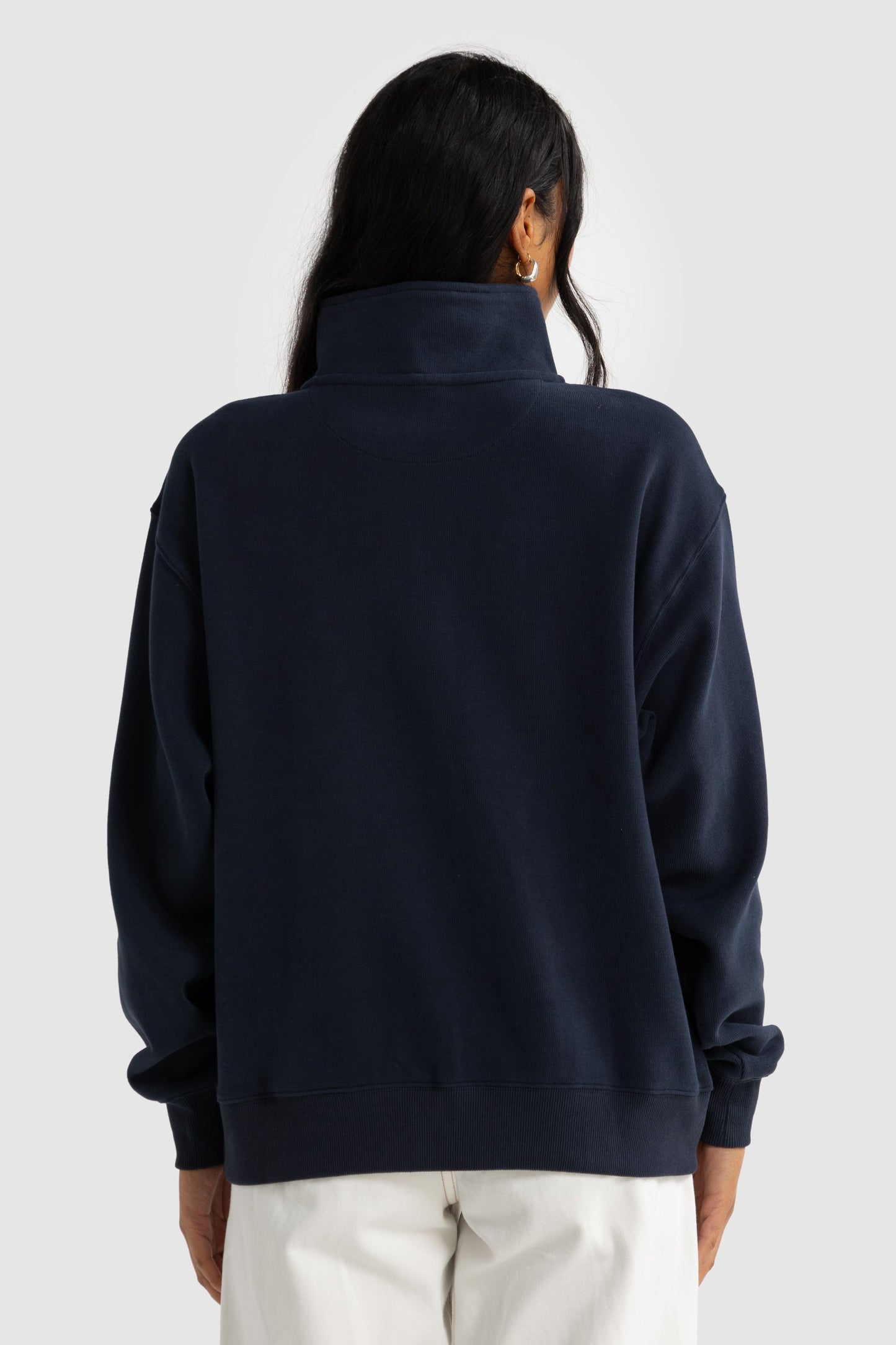 Ava Ribbed Quarter Zip Navy