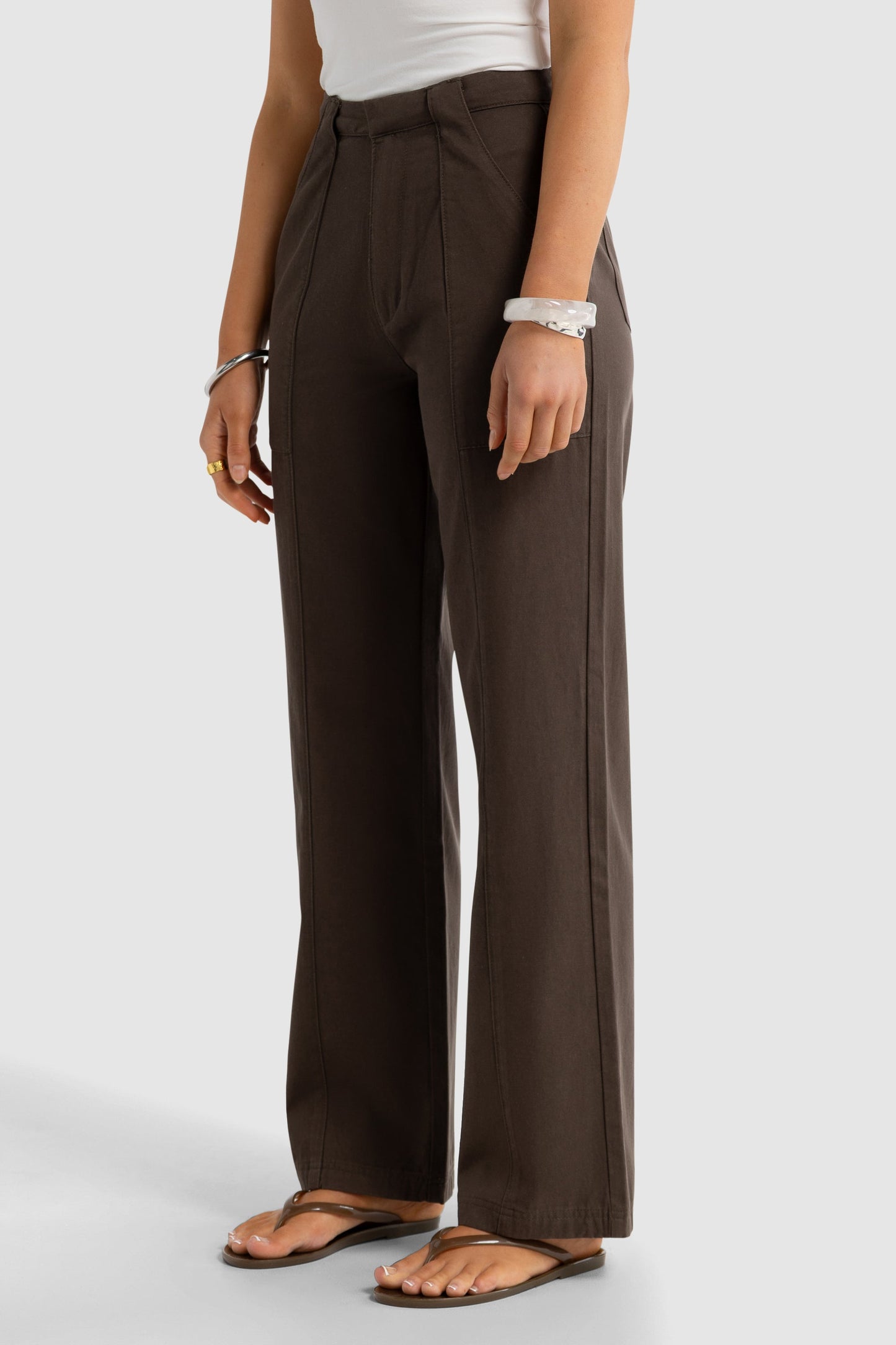 Maya Front Seam Pants Dark Olive