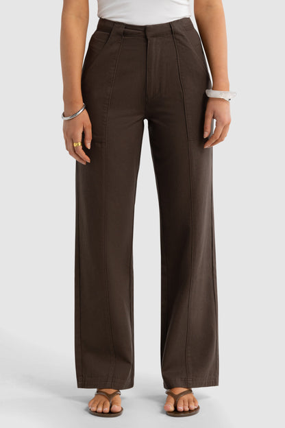 Maya Front Seam Pants Dark Olive