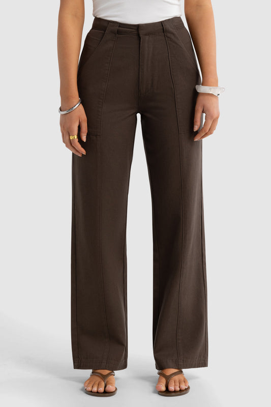 Maya Front Seam Pants Dark Olive