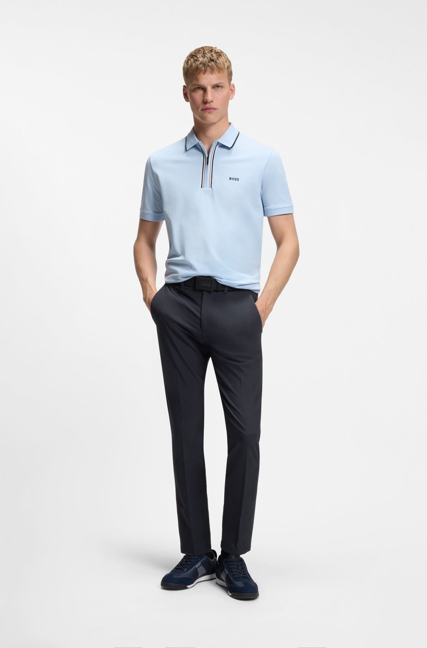 Slim-fit trousers in water-repellent stretch fabric
