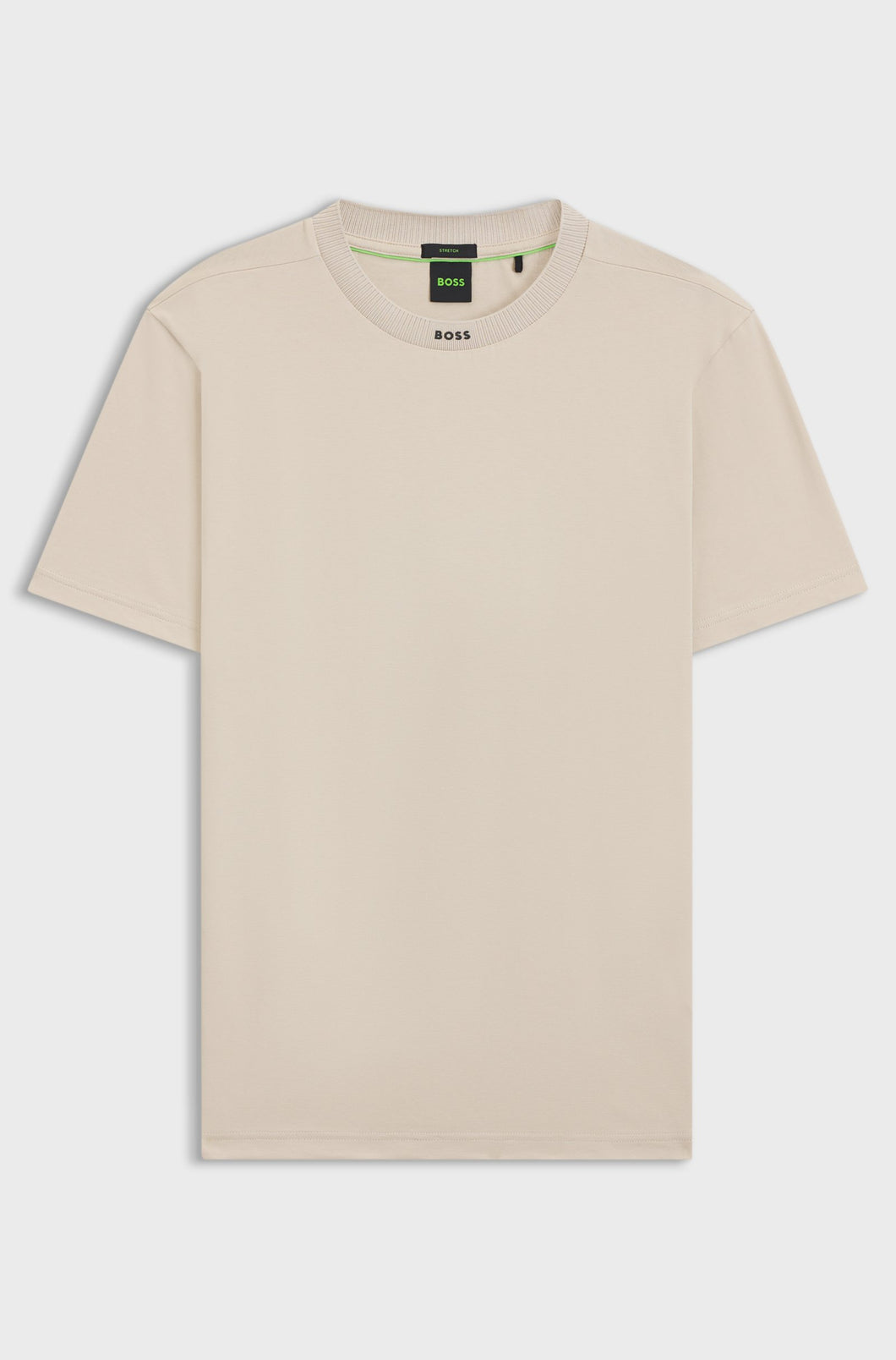 Stretch-cotton T-shirt with logo collar