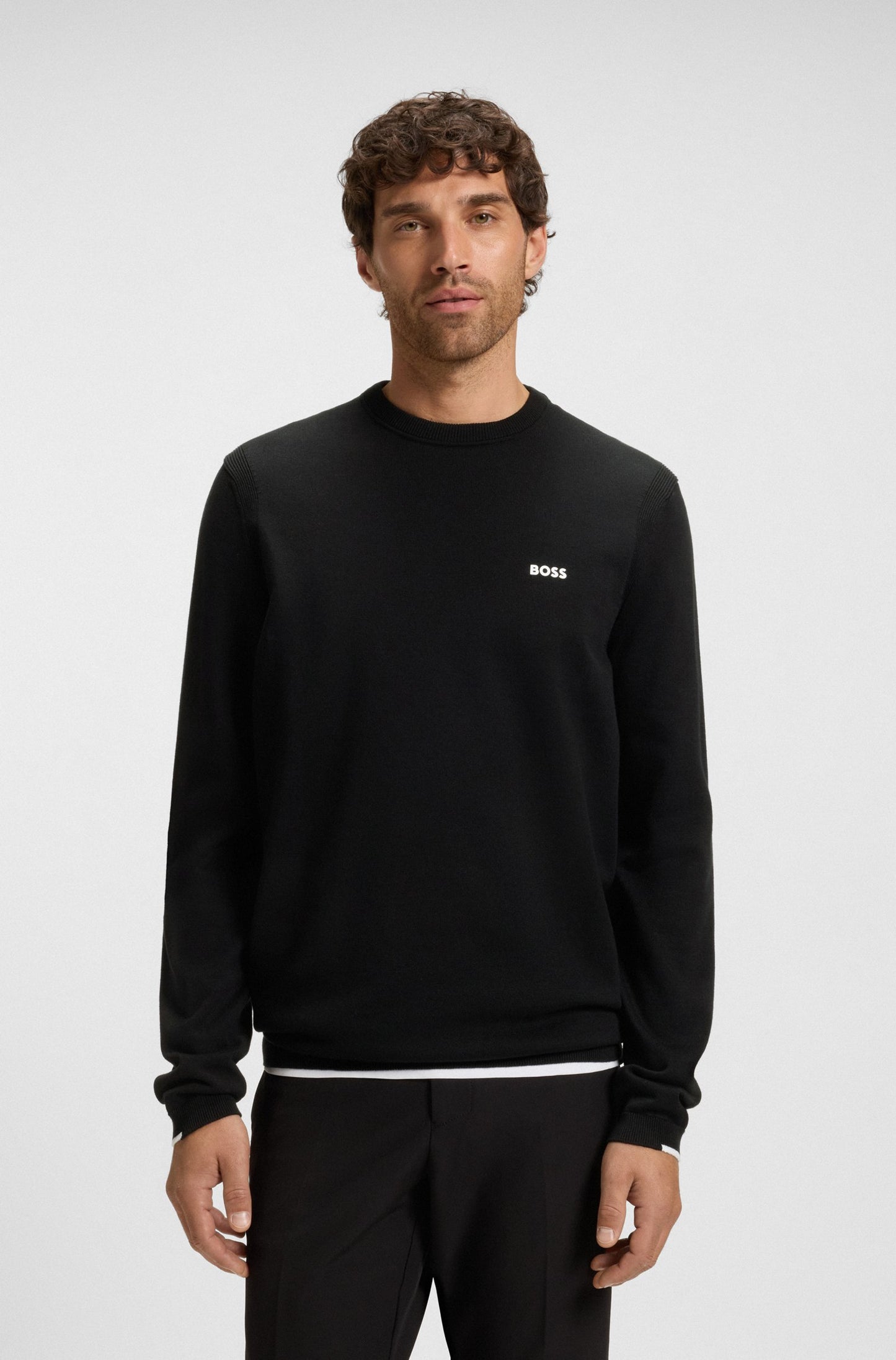 Cotton sweater with contrast details