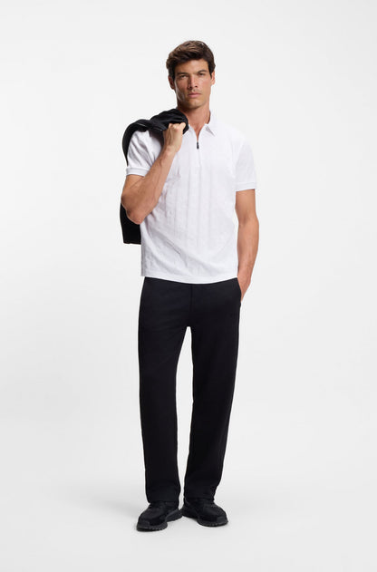 Mercerised-cotton polo shirt with jacquard pattern