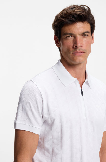 Mercerised-cotton polo shirt with jacquard pattern