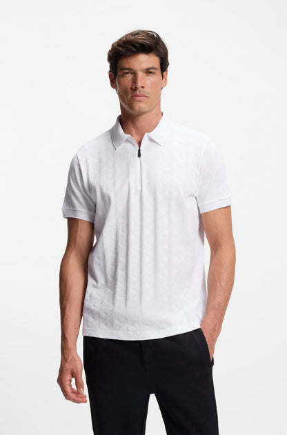 Mercerised-cotton polo shirt with jacquard pattern