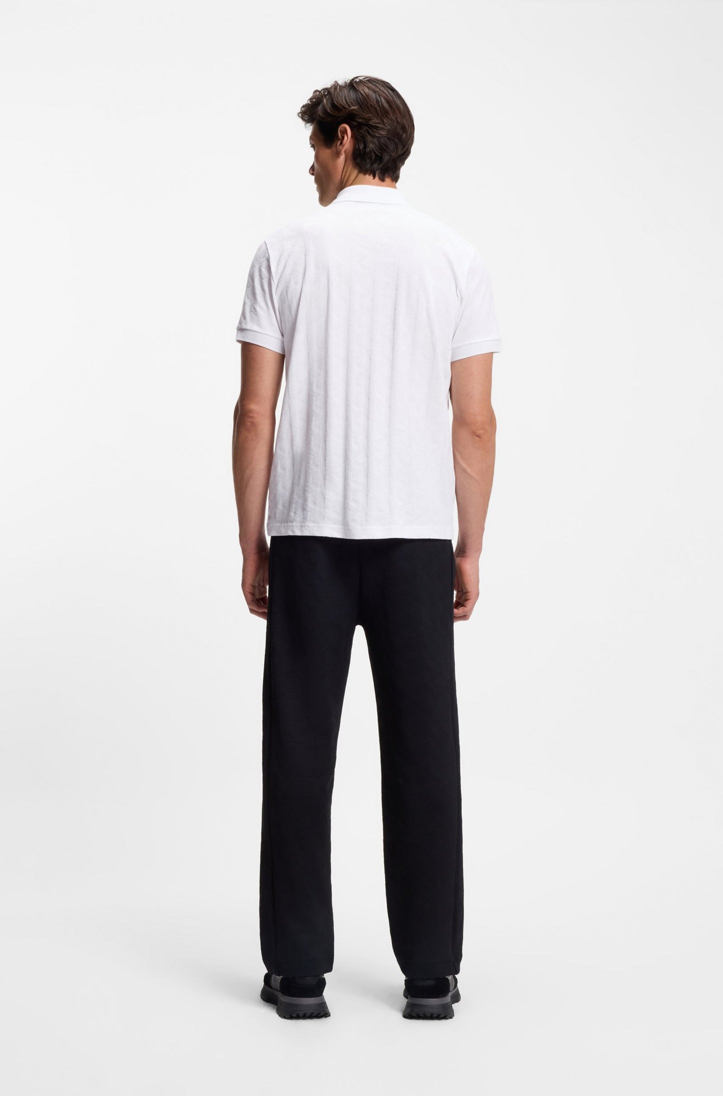 Mercerised-cotton polo shirt with jacquard pattern