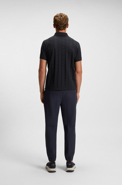 Mercerised-cotton polo shirt with jacquard pattern