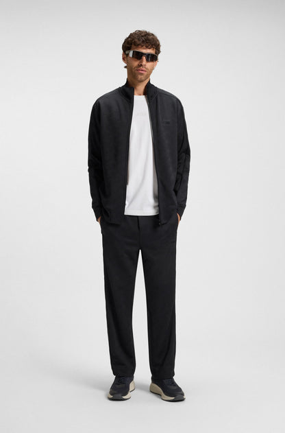 Regular-fit zip-up sweatshirt with quilted jacquard