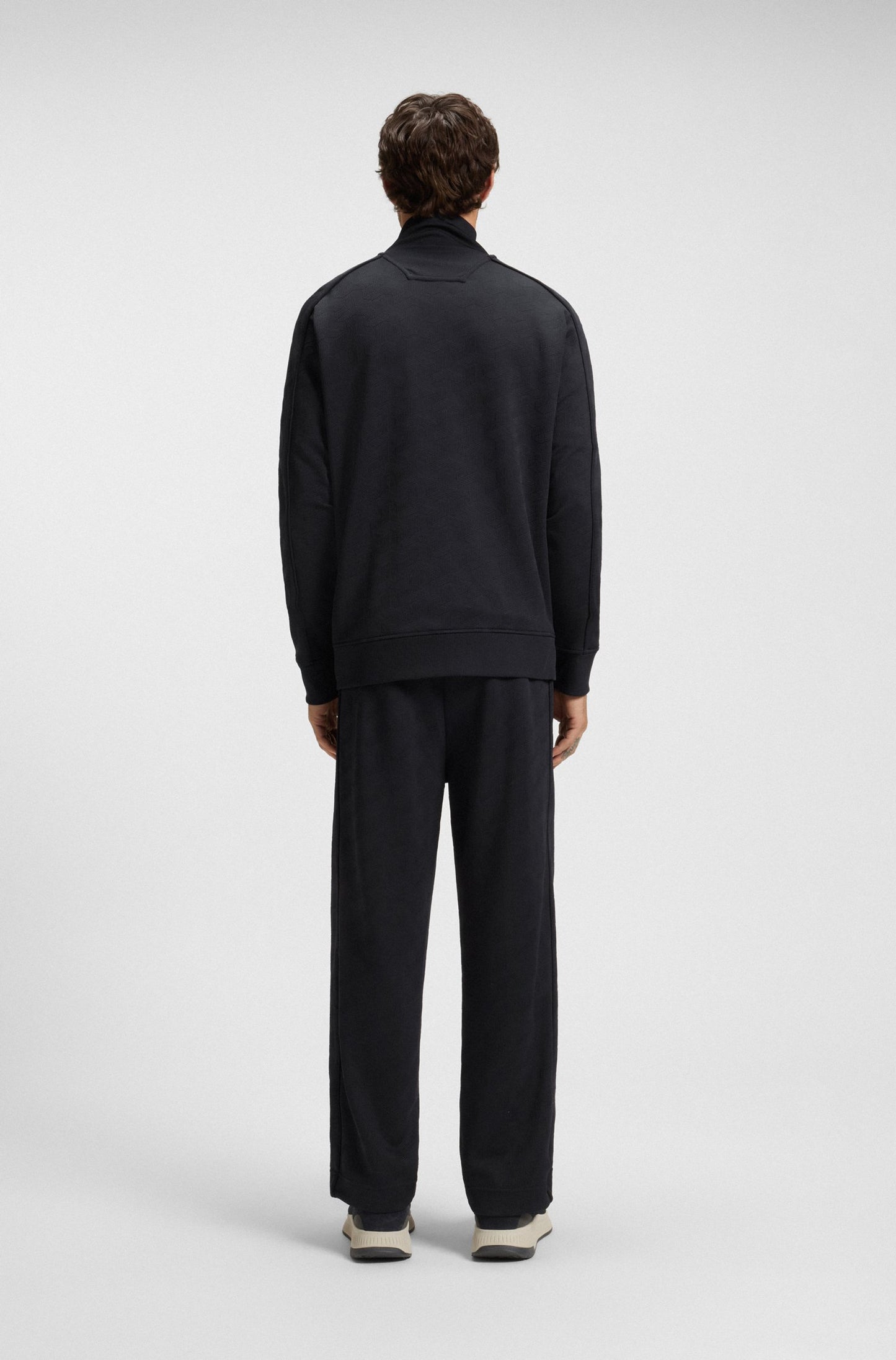 Regular-fit zip-up sweatshirt with quilted jacquard