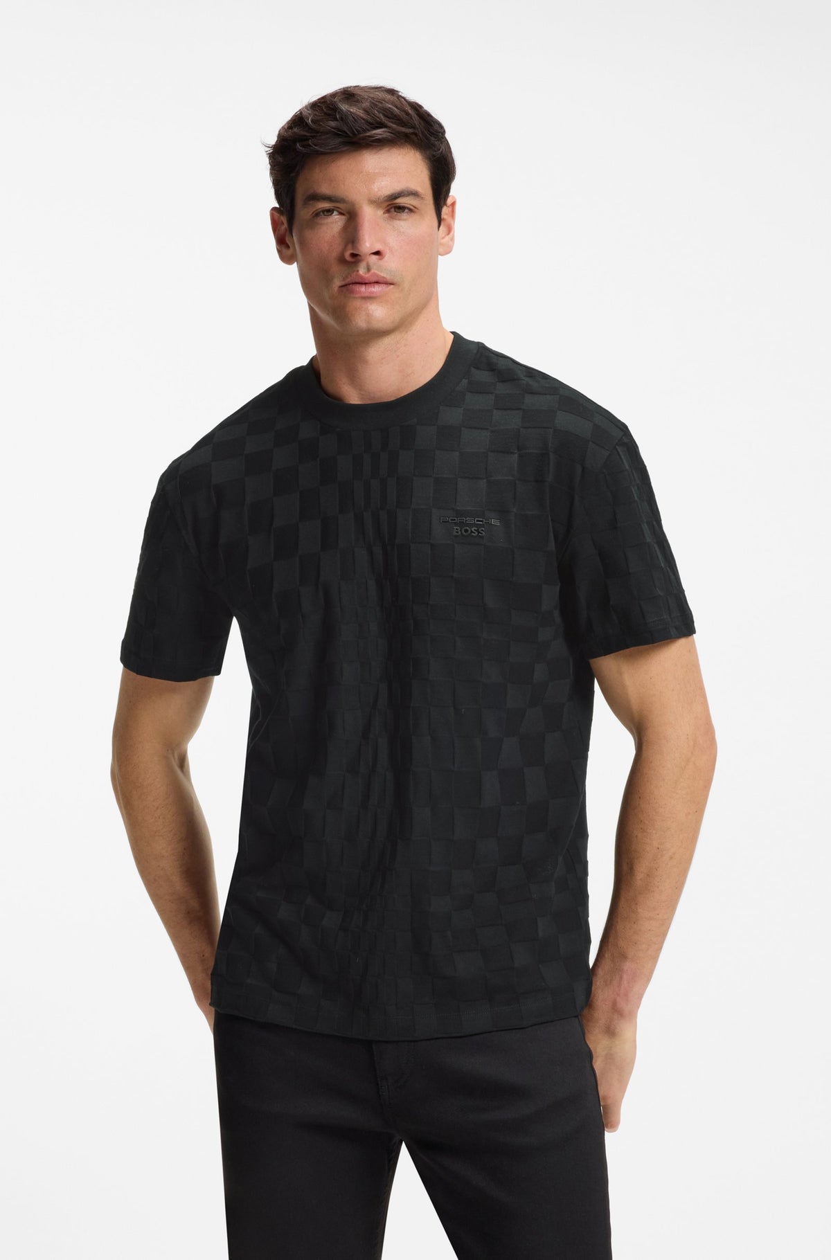 Porsche x BOSS relaxed-fit T-shirt in cotton jacquard