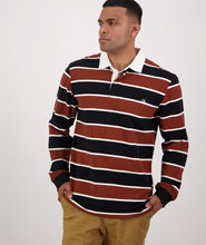 Load image into Gallery viewer, Men&#39;s Whitson Rugby Shirt- Brown/Black
