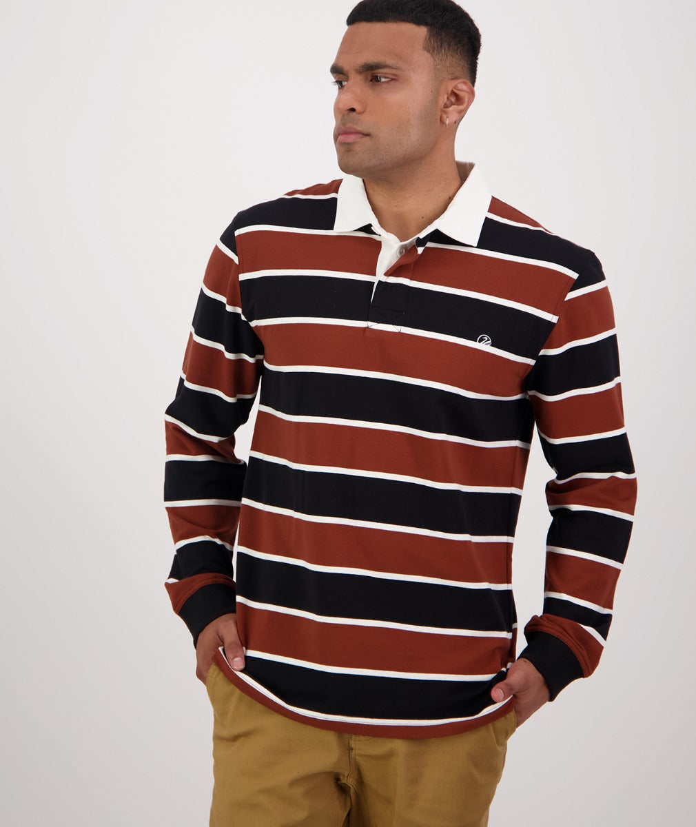 Men's Whitson Rugby Shirt- Brown/Black